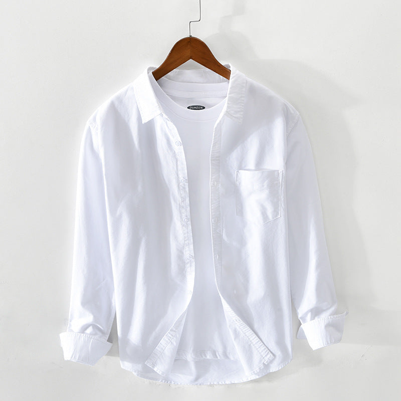 "Herren Oxford-Hemd Beige, klassisches Design, atmungsaktive Baumwolle, ideal für eleganten Stil, optimale Passform"