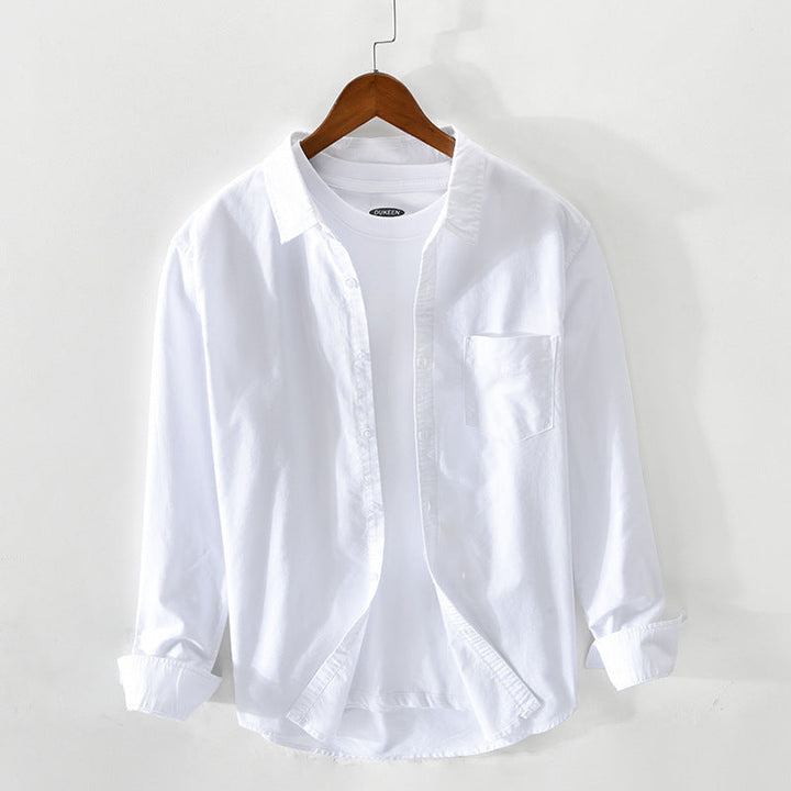 "Herren Oxford-Hemd Beige, klassisches Design, atmungsaktive Baumwolle, ideal für eleganten Stil, optimale Passform"