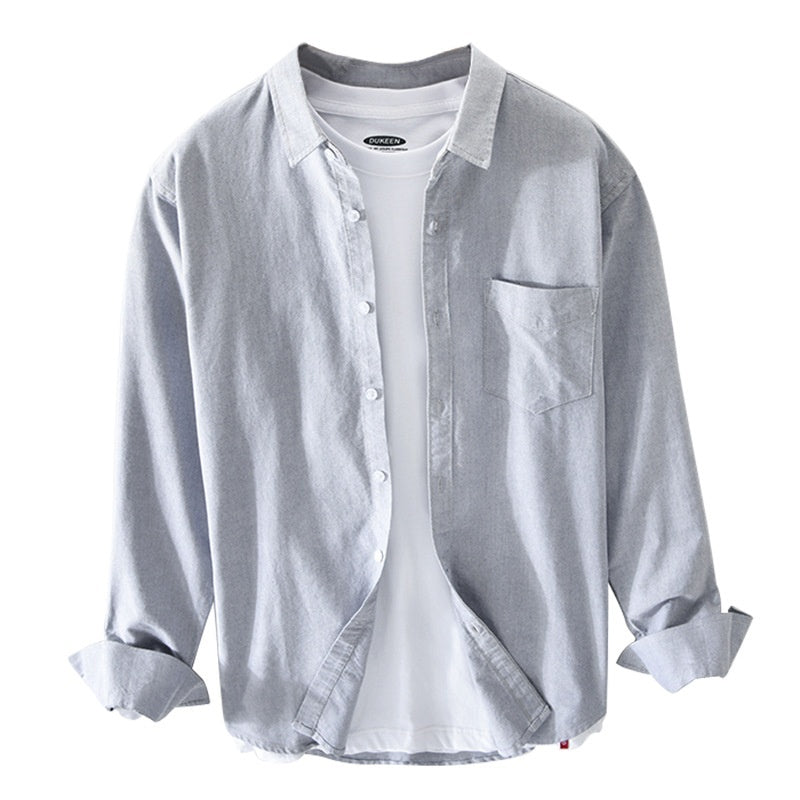 "Herren Oxford-Hemd Beige, klassisches Design, atmungsaktive Baumwolle, ideal für eleganten Stil, optimale Passform"