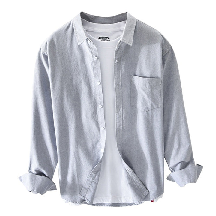 "Herren Oxford-Hemd Beige, klassisches Design, atmungsaktive Baumwolle, ideal für eleganten Stil, optimale Passform"