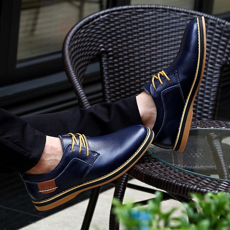 Herren-Oxfordschuhe aus Leder, elegant, blau, braun, schwarz, mit robuster Sohle, stilvoll und vielseitig für jeden Anlass.