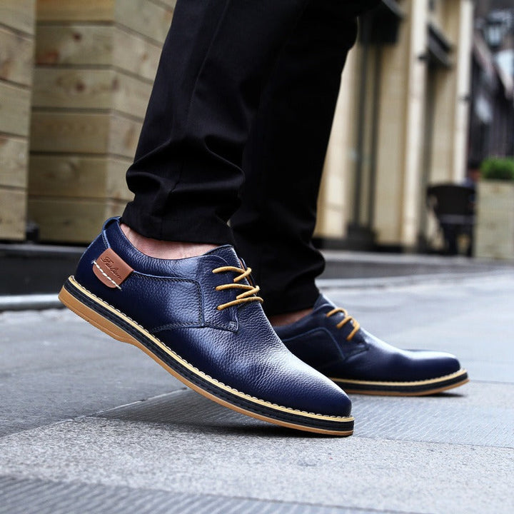 Herren-Oxfordschuhe aus Leder, elegant, blau, braun, schwarz, mit robuster Sohle, stilvoll und vielseitig für jeden Anlass.