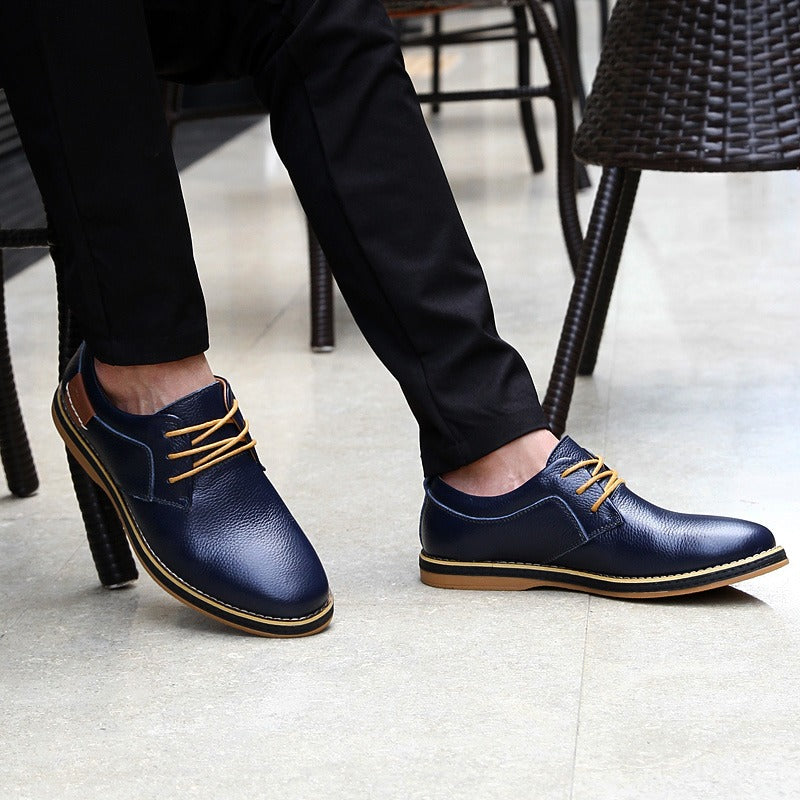 Herren-Oxfordschuhe aus Leder, elegant, blau, braun, schwarz, mit robuster Sohle, stilvoll und vielseitig für jeden Anlass.