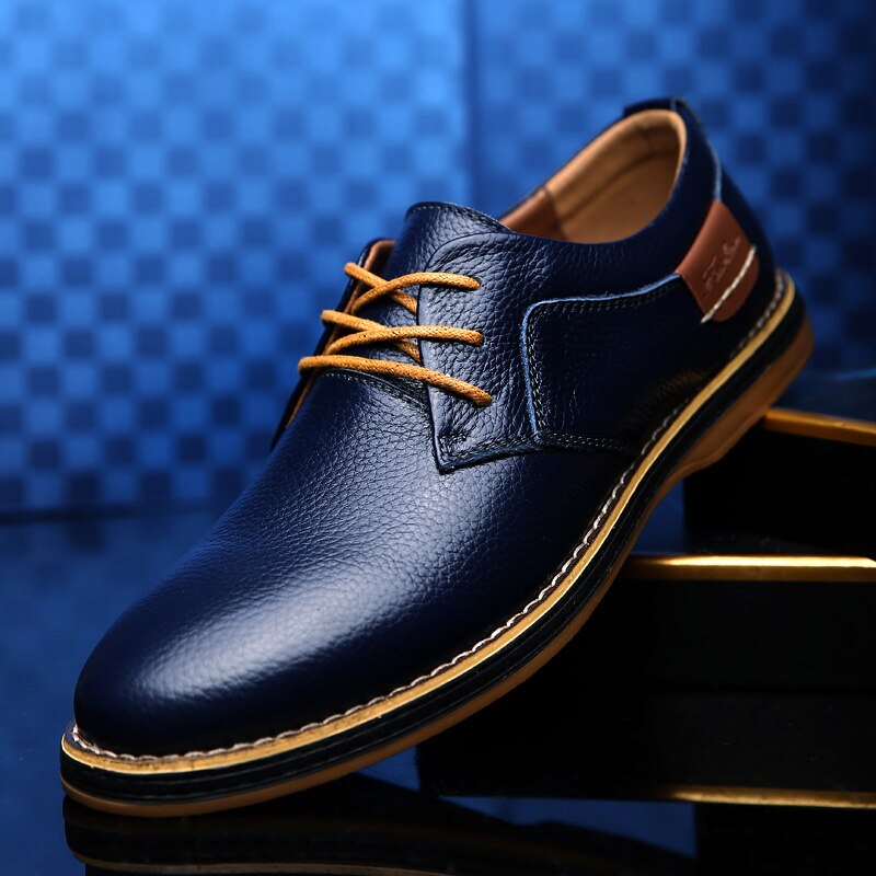 Herren-Oxfordschuhe aus Leder, elegant, blau, braun, schwarz, mit robuster Sohle, stilvoll und vielseitig für jeden Anlass.