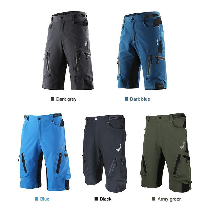 "Herren Radhose, atmungsaktiv, Dunkelblau, elastischer Bund, Reißverschlusstaschen, ideal für Outdoor-Radfahren."