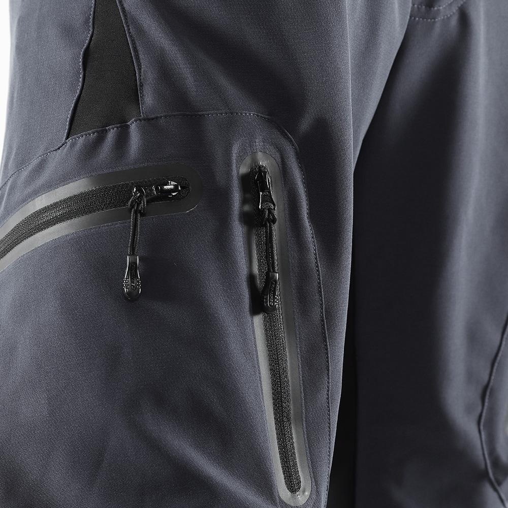 "Herren Radhose, atmungsaktiv, Dunkelblau, elastischer Bund, Reißverschlusstaschen, ideal für Outdoor-Radfahren."