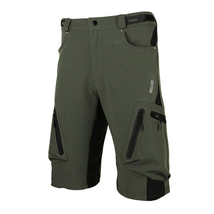 "Herren Radhose, atmungsaktiv, Dunkelblau, elastischer Bund, Reißverschlusstaschen, ideal für Outdoor-Radfahren."