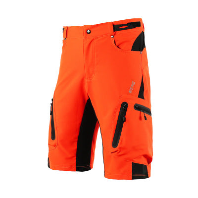 "Herren Radhose, atmungsaktiv, Dunkelblau, elastischer Bund, Reißverschlusstaschen, ideal für Outdoor-Radfahren."
