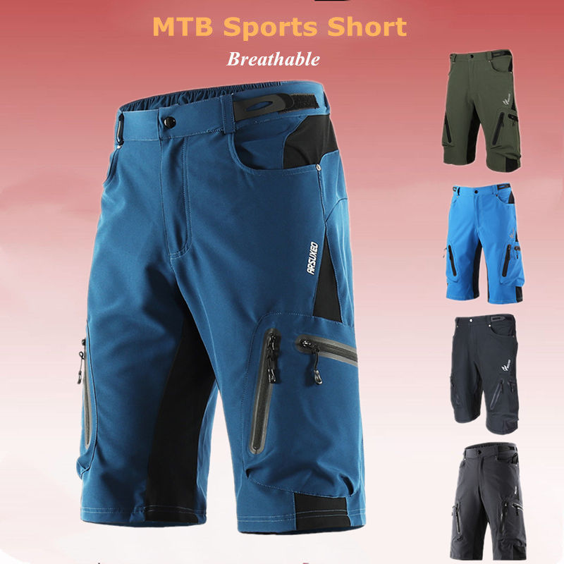 "Herren Radhose, atmungsaktiv, Dunkelblau, elastischer Bund, Reißverschlusstaschen, ideal für Outdoor-Radfahren."