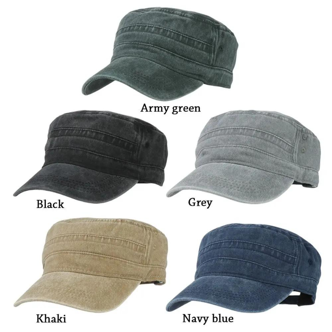 Herren Retro Army Mütze, klassischer Militärstil, modernes Design, Dunkelblau; verstellbar, langlebig, atmungsaktiv.