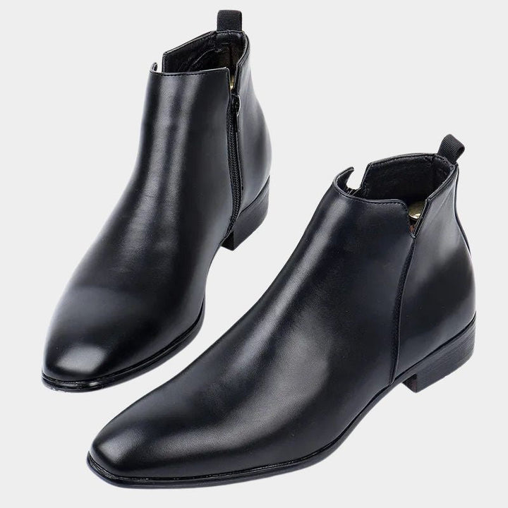 "Herren Retro-Lederstiefel mit Vintage-Design, hochwertigem Leder, Reißverschluss und robuster Sohle in Braun"