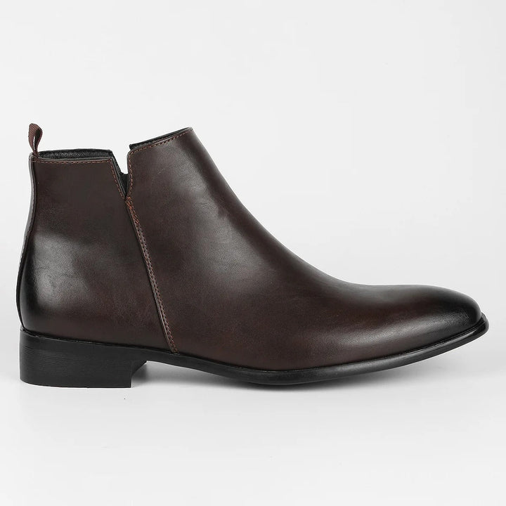"Herren Retro-Lederstiefel mit Vintage-Design, hochwertigem Leder, Reißverschluss und robuster Sohle in Braun"