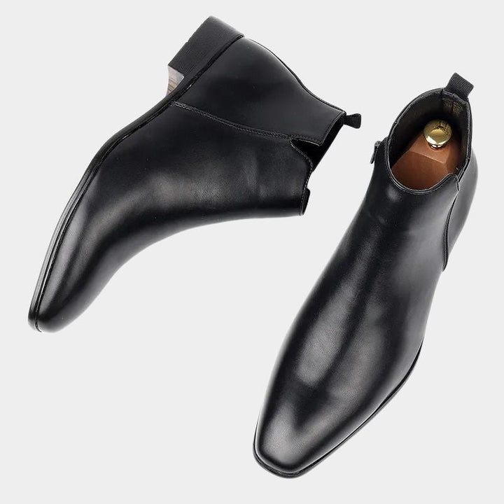 "Herren Retro-Lederstiefel mit Vintage-Design, hochwertigem Leder, Reißverschluss und robuster Sohle in Braun"