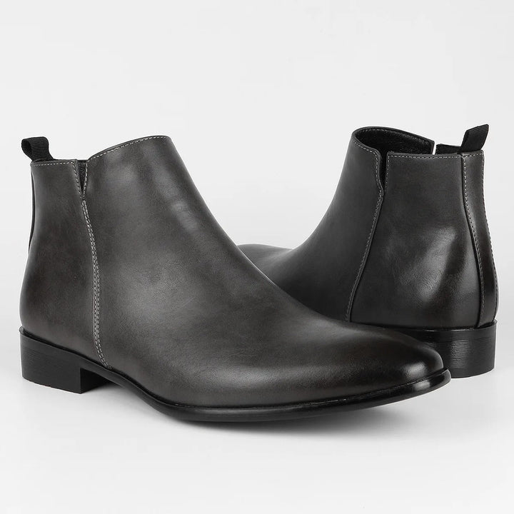 "Herren Retro-Lederstiefel mit Vintage-Design, hochwertigem Leder, Reißverschluss und robuster Sohle in Braun"