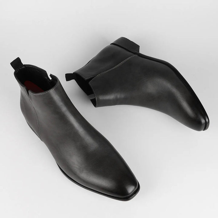"Herren Retro-Lederstiefel mit Vintage-Design, hochwertigem Leder, Reißverschluss und robuster Sohle in Braun"