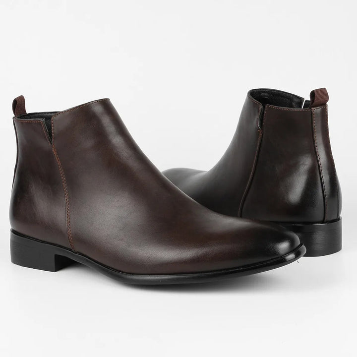 "Herren Retro-Lederstiefel mit Vintage-Design, hochwertigem Leder, Reißverschluss und robuster Sohle in Braun"
