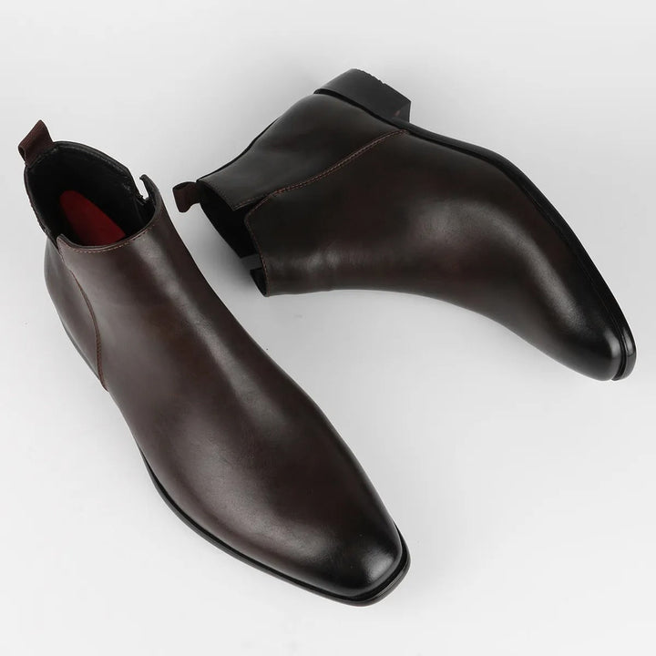 "Herren Retro-Lederstiefel mit Vintage-Design, hochwertigem Leder, Reißverschluss und robuster Sohle in Braun"