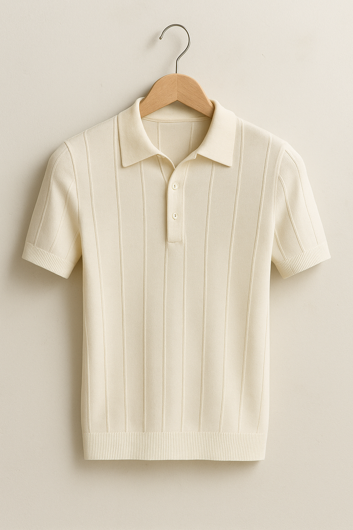 "Herren Strickpoloshirt Schwarz Weiß, klassisches Design, eleganter Feinstrick, Polokragen mit Knöpfen, kurzärmelig"
