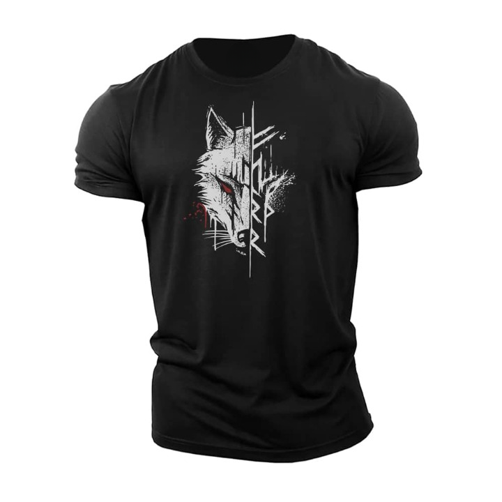 "Herren T-Shirt Kurzarm, nordisches Design, atmungsaktive Baumwolle, Regular-Fit in Beige auf schlichtem Hintergrund."