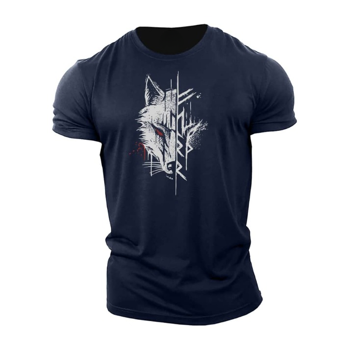 "Herren T-Shirt Kurzarm, nordisches Design, atmungsaktive Baumwolle, Regular-Fit in Beige auf schlichtem Hintergrund."