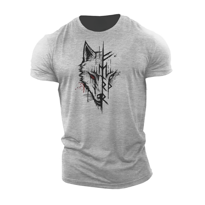 "Herren T-Shirt Kurzarm, nordisches Design, atmungsaktive Baumwolle, Regular-Fit in Beige auf schlichtem Hintergrund."