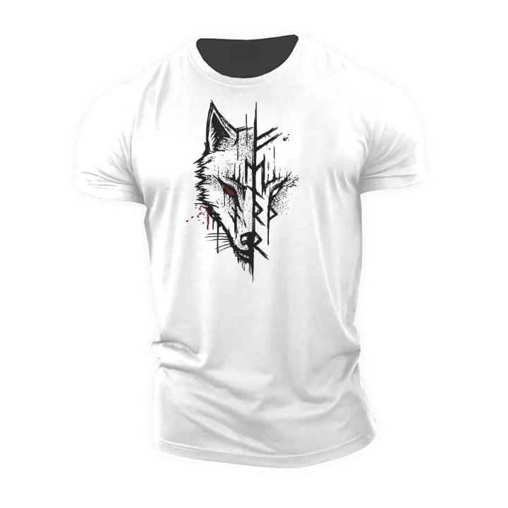 "Herren T-Shirt Kurzarm, nordisches Design, atmungsaktive Baumwolle, Regular-Fit in Beige auf schlichtem Hintergrund."