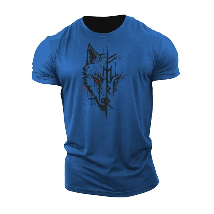 "Herren T-Shirt Kurzarm, nordisches Design, atmungsaktive Baumwolle, Regular-Fit in Beige auf schlichtem Hintergrund."