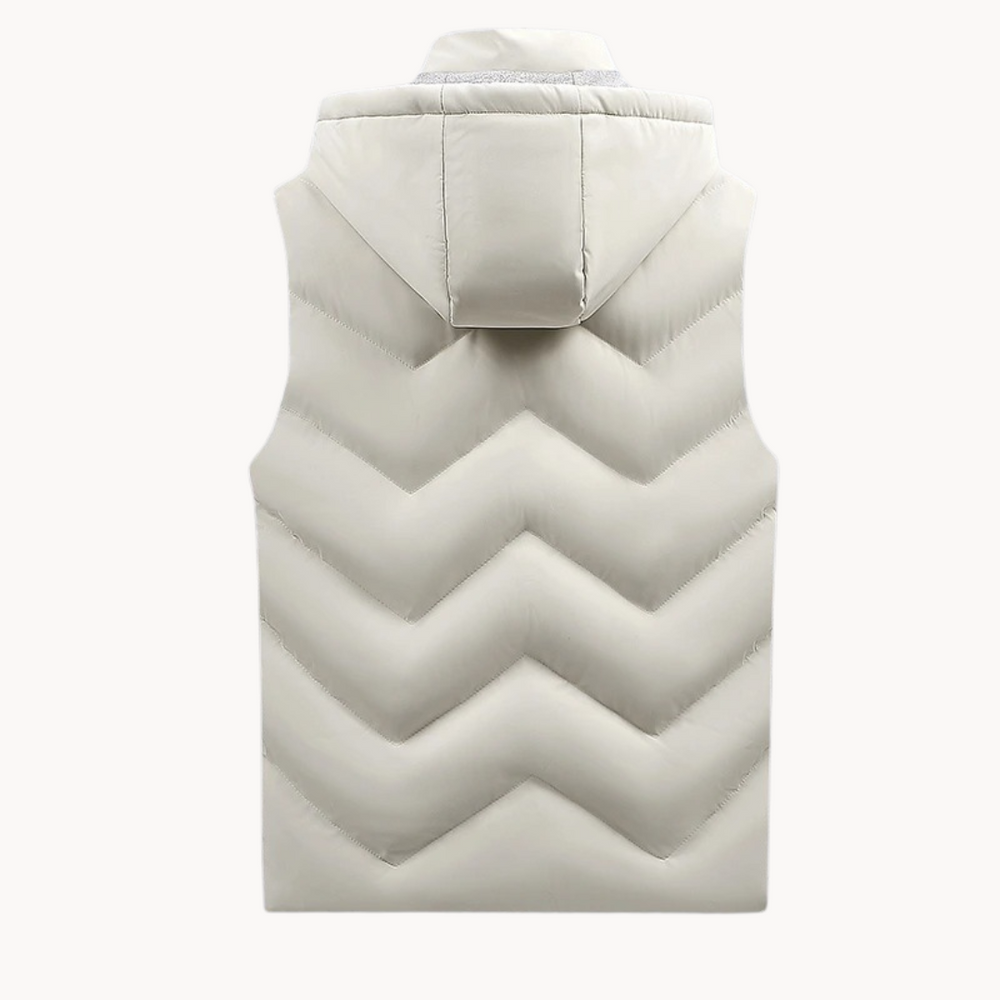 "Herren Thermoweste, grau, isoliert, flexibel, bequem, ideal für Outdoor-Aktivitäten und kaltes Wetter."