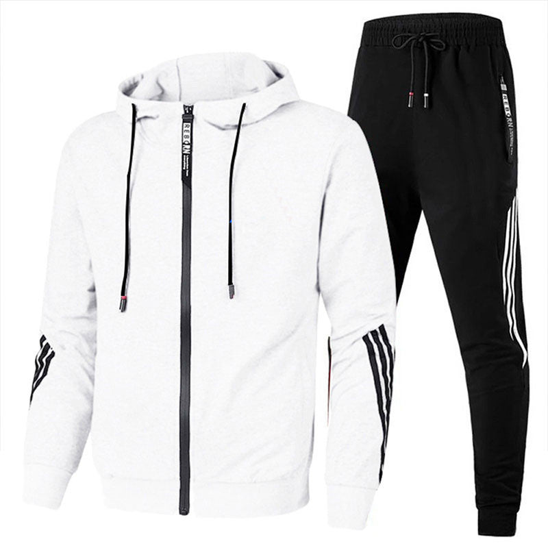 Herren-Trainingsanzug mit stilvollem Design, in Gelb, Grau, Marine, Rot, Schwarz, Weiß erhältlich. Ideal für Sport und Freize