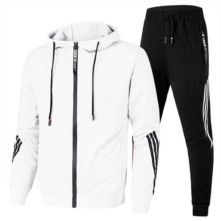 Herren-Trainingsanzug mit stilvollem Design, in Gelb, Grau, Marine, Rot, Schwarz, Weiß erhältlich. Ideal für Sport und Freize
