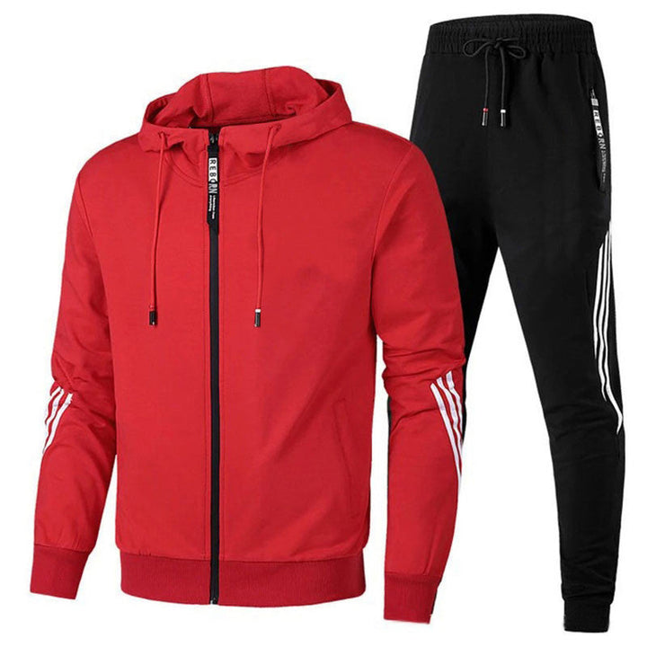 Herren-Trainingsanzug mit stilvollem Design, in Gelb, Grau, Marine, Rot, Schwarz, Weiß erhältlich. Ideal für Sport und Freize