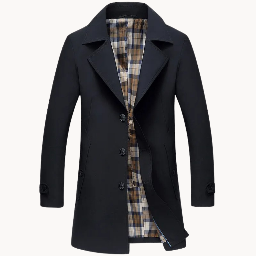 "Herren-Trenchcoat, winddicht, langlebig, stilvoll, klassisches Design, beige, ideal für alle Jahreszeiten"