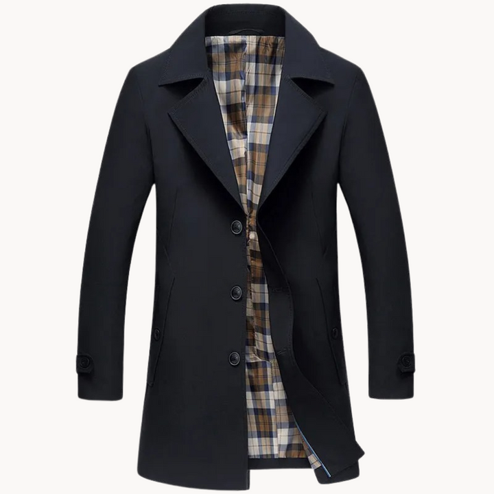"Herren-Trenchcoat, winddicht, langlebig, stilvoll, klassisches Design, beige, ideal für alle Jahreszeiten"