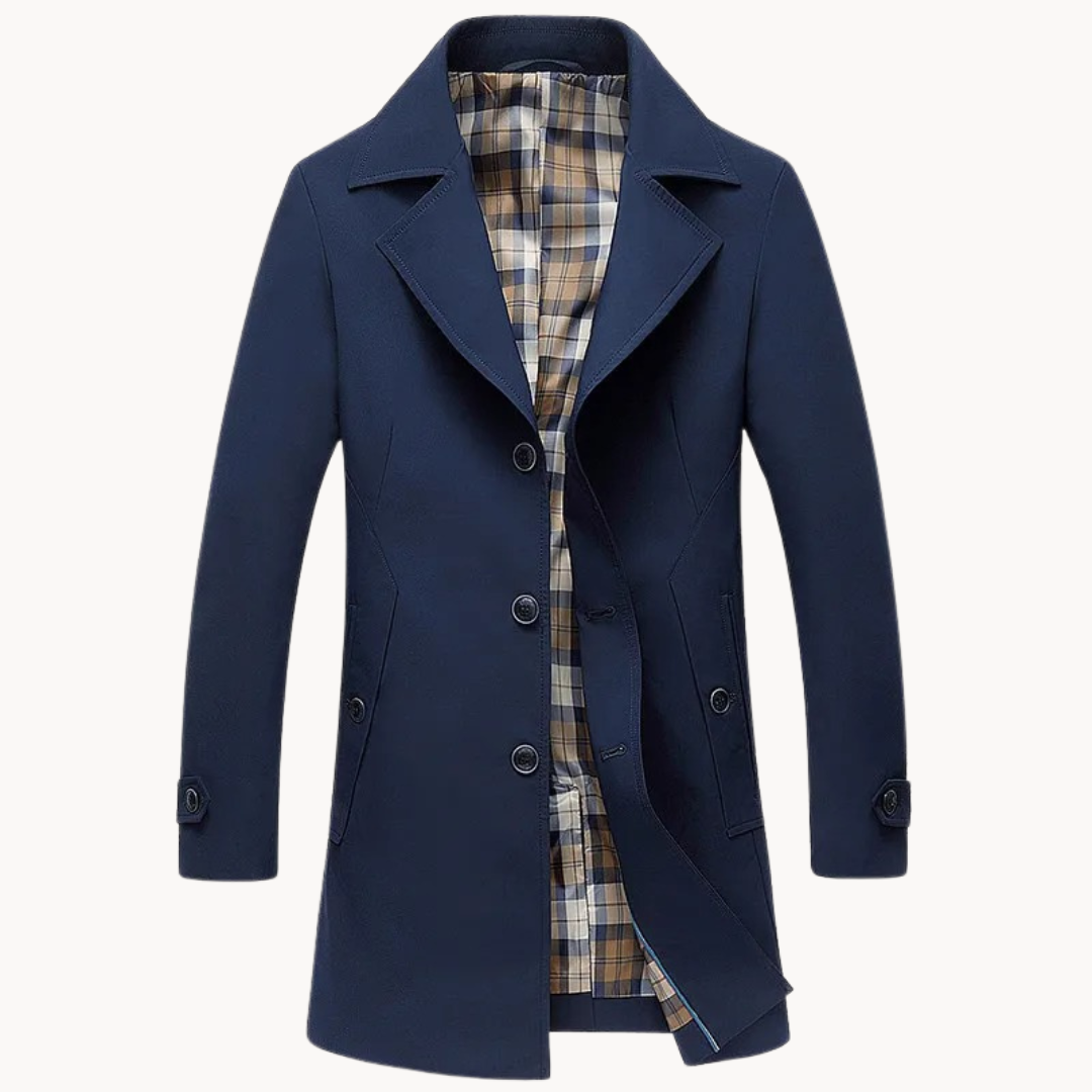 "Herren-Trenchcoat, winddicht, langlebig, stilvoll, klassisches Design, beige, ideal für alle Jahreszeiten"