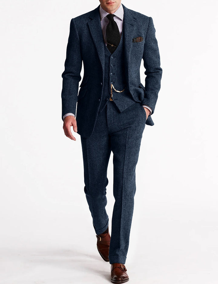 "Herren Tweed Anzug Set, eleganter dreiteiliger Anzug für stilvolle Auftritte, klassisches Design, hochwertiges Material"