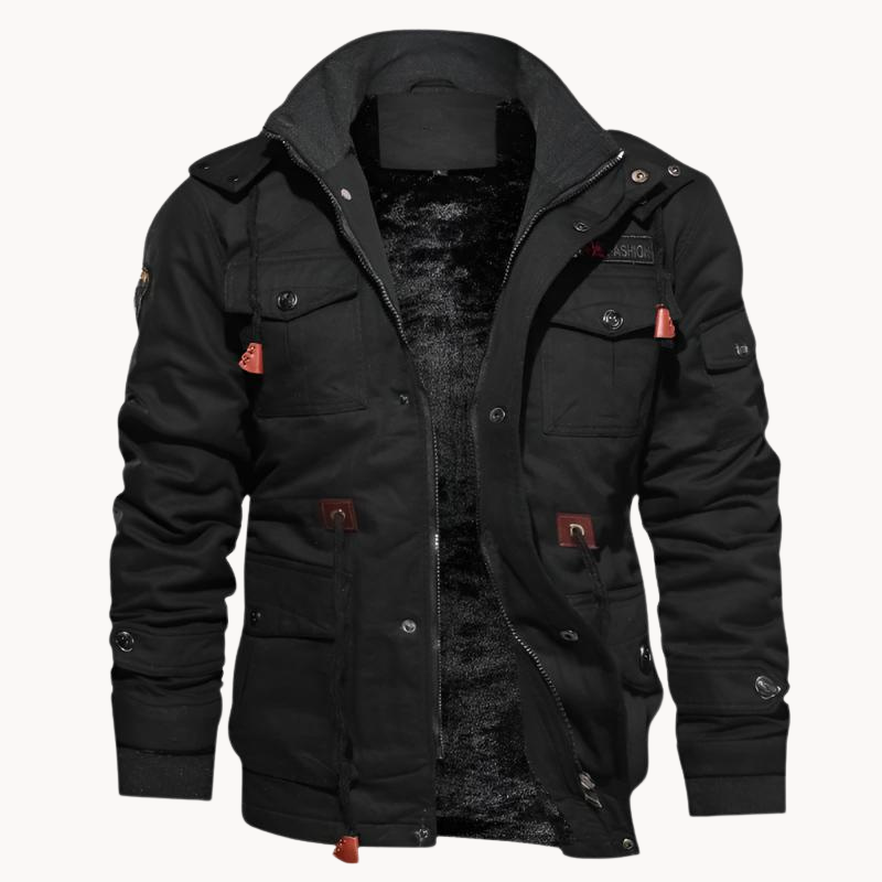 Herren-Winterjacke Emilian, isoliert, wasserabweisend, stilvoll mit Stehkragen und Metallakzenten, elegant und komfortabel.