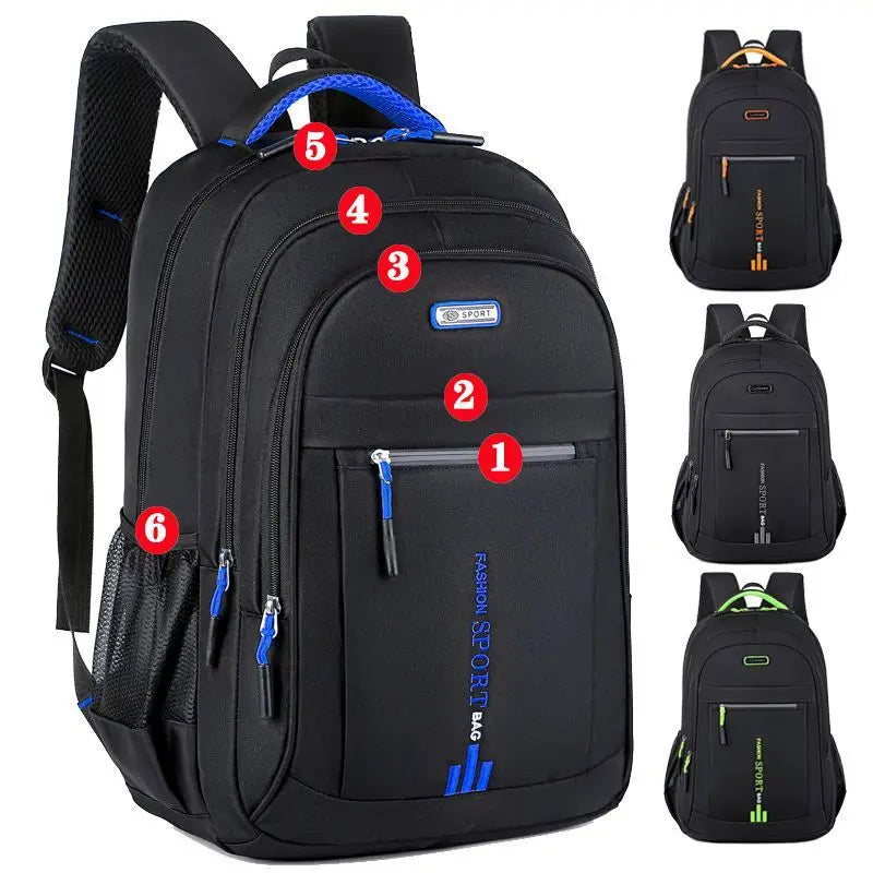 Schwarzer wasserdichter Oxford-Rucksack, Business-Computer-Tasche, Herren, Schule, Freizeit.