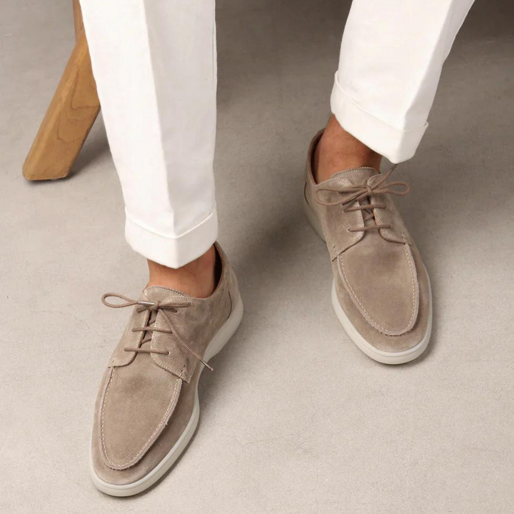 Herren Wildleder Schuhe beige, Schnürschuhe, elegantes Design, Freizeitmode, bequeme Passform.