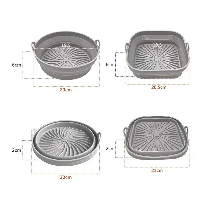 Hitzebeständiger Silikon-Einsatz für Heißluftfritteuse, antihaftbeschichtet, rund, ideal für fettarmes Kochen.