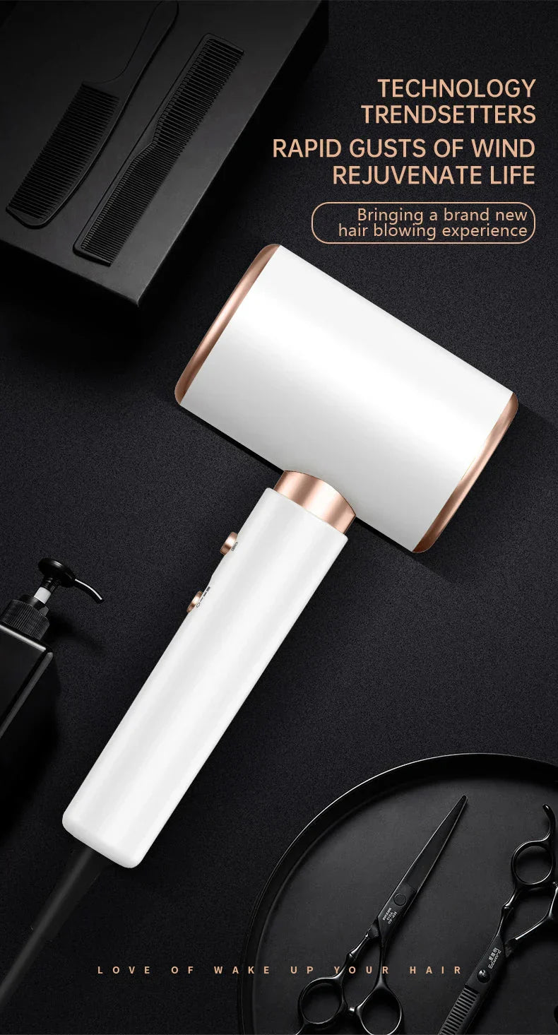 Hochleistungs-Haartrockner 2400W, Ionentechnologie, schwarz oder weiß, ergonomisches Design, für glattes, glänzendes Haar.