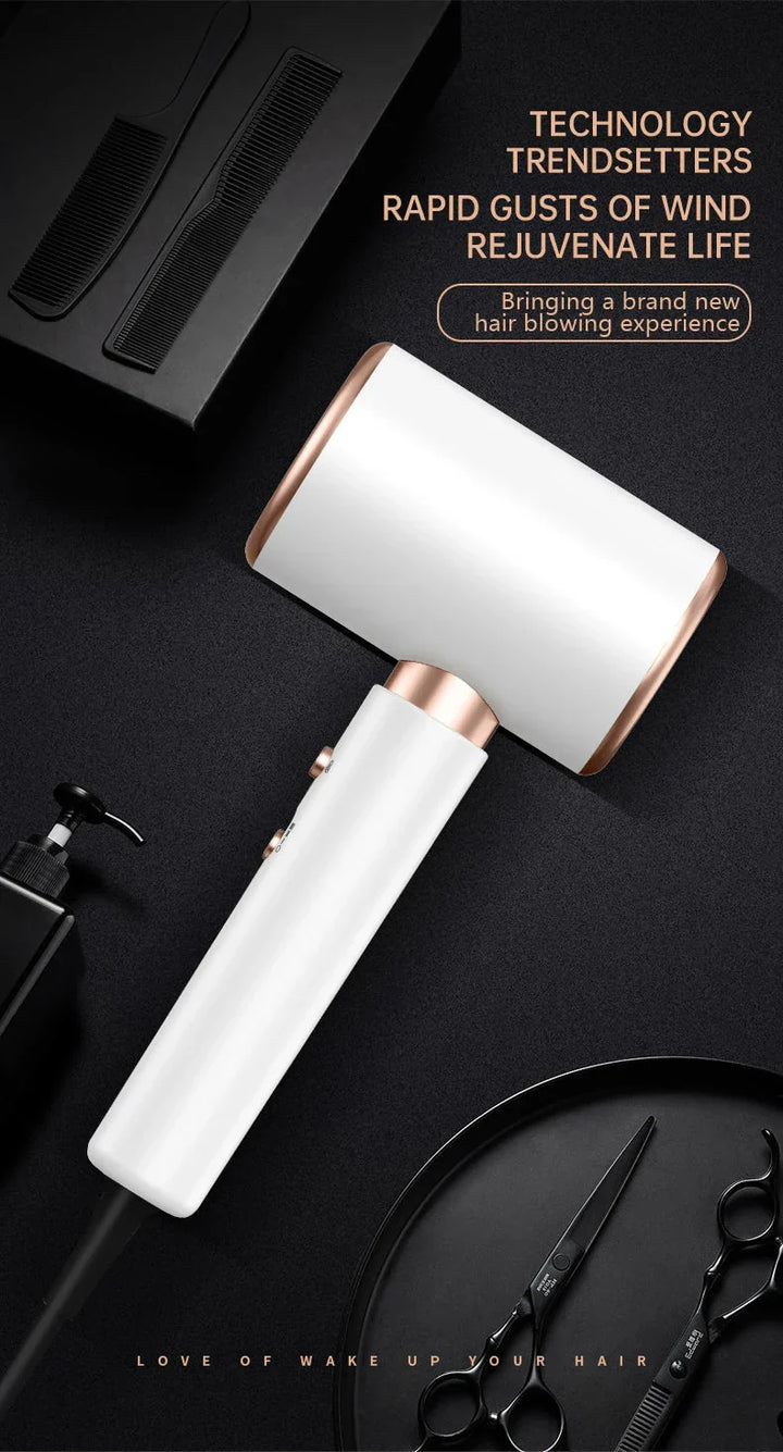 Hochleistungs-Haartrockner 2400W, Ionentechnologie, schwarz oder weiß, ergonomisches Design, für glattes, glänzendes Haar.