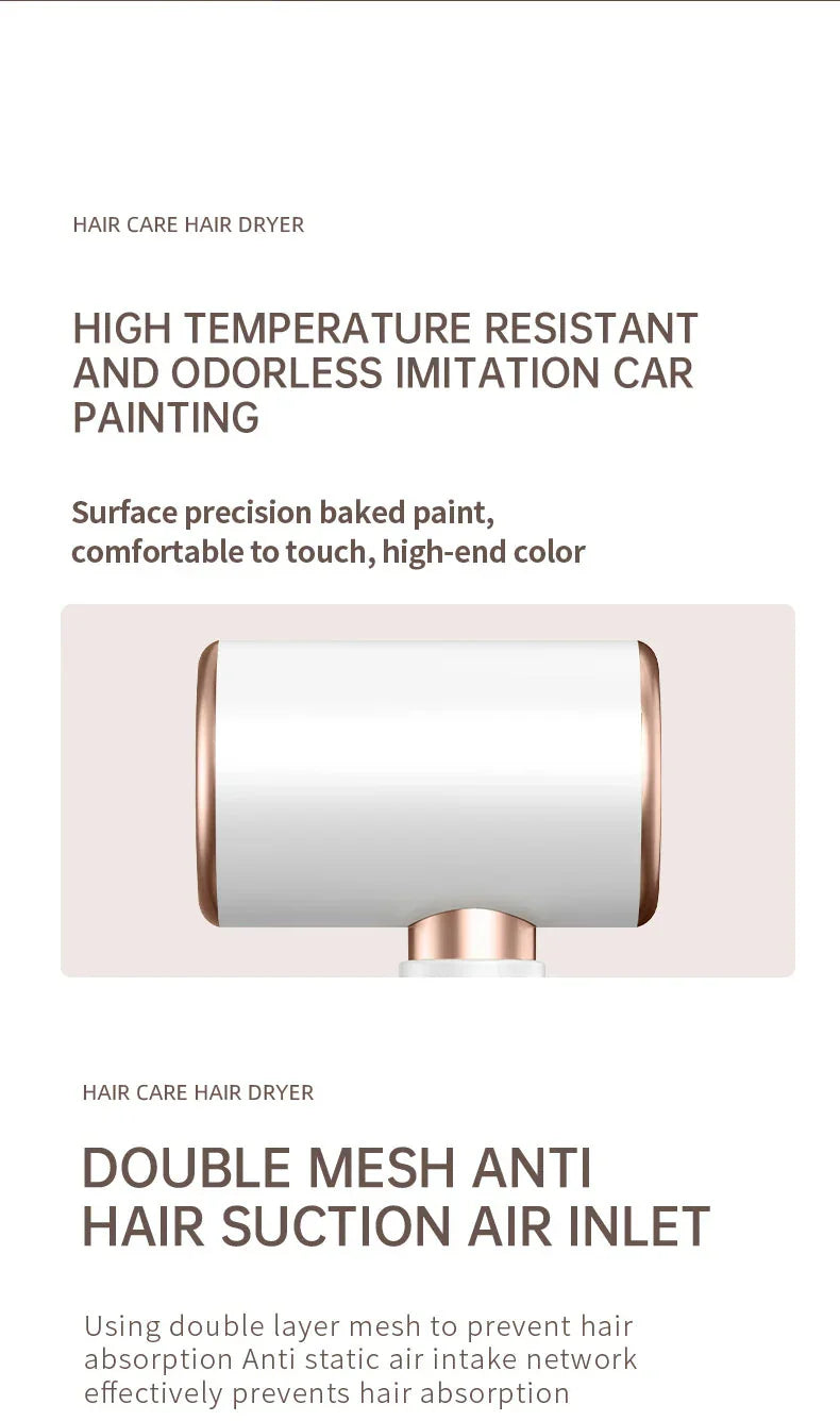 Hochleistungs-Haartrockner 2400W, Ionentechnologie, schwarz oder weiß, ergonomisches Design, für glattes, glänzendes Haar.