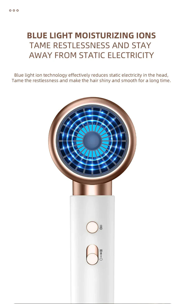 Hochleistungs-Haartrockner 2400W, Ionentechnologie, schwarz oder weiß, ergonomisches Design, für glattes, glänzendes Haar.