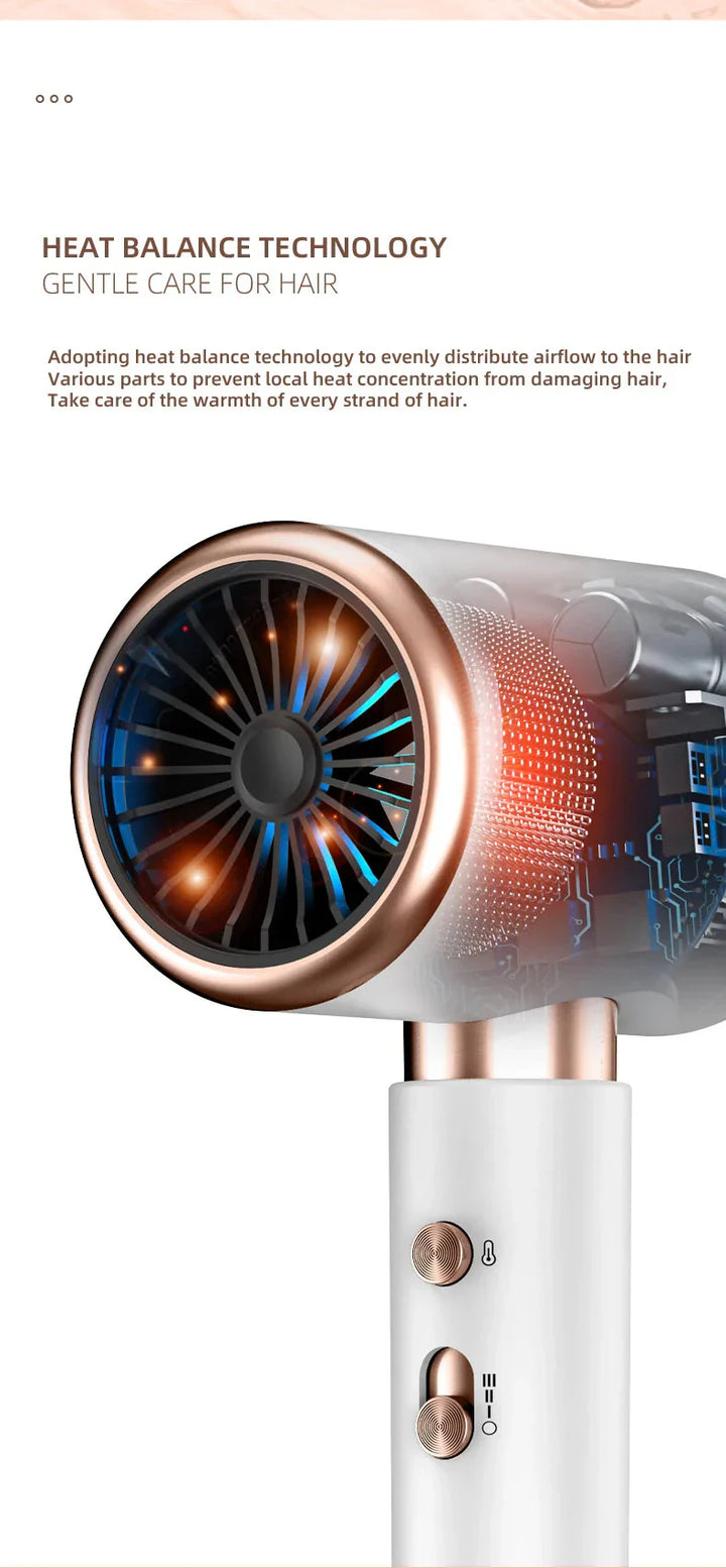 Hochleistungs-Haartrockner 2400W, Ionentechnologie, schwarz oder weiß, ergonomisches Design, für glattes, glänzendes Haar.