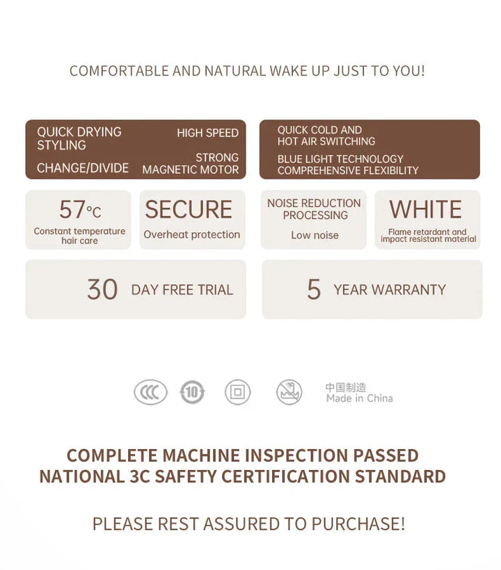 Hochleistungs-Haartrockner 2400W, Ionentechnologie, schwarz oder weiß, ergonomisches Design, für glattes, glänzendes Haar.