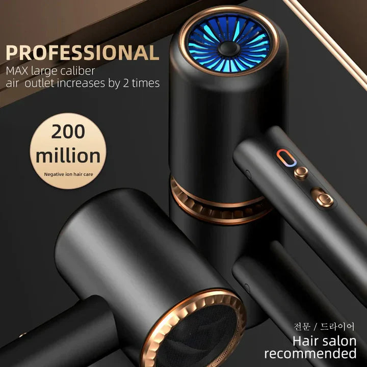 Hochleistungs-Haartrockner 2400W, Ionentechnologie, schwarz oder weiß, ergonomisches Design, für glattes, glänzendes Haar.