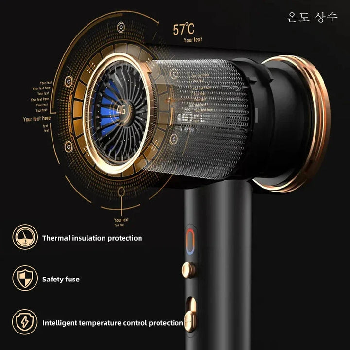 Hochleistungs-Haartrockner 2400W, Ionentechnologie, schwarz oder weiß, ergonomisches Design, für glattes, glänzendes Haar.