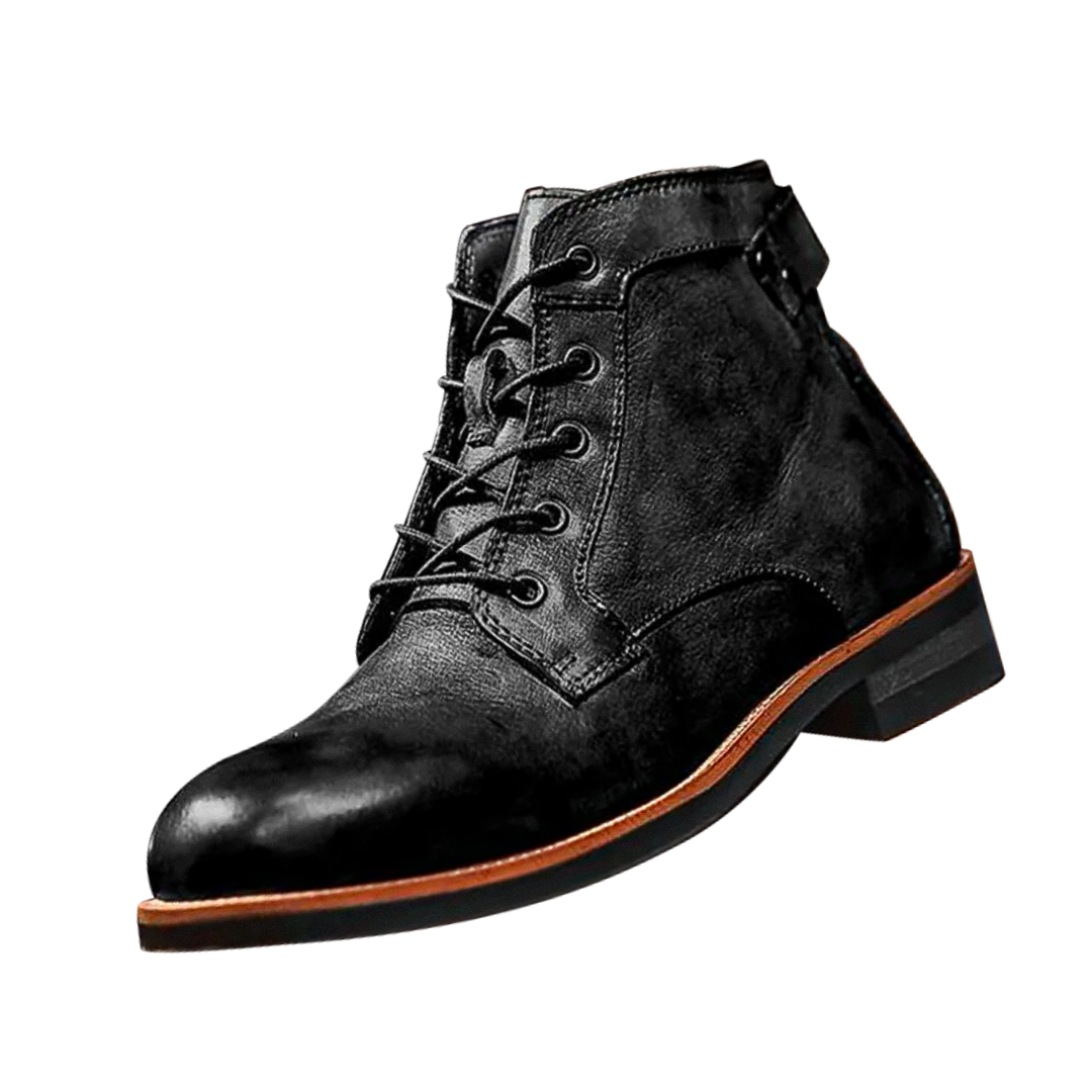 "Hochwertige handgefertigte Retro Herren Lederstiefel, elegantes Design, maximaler Komfort durch feines Echtleder."