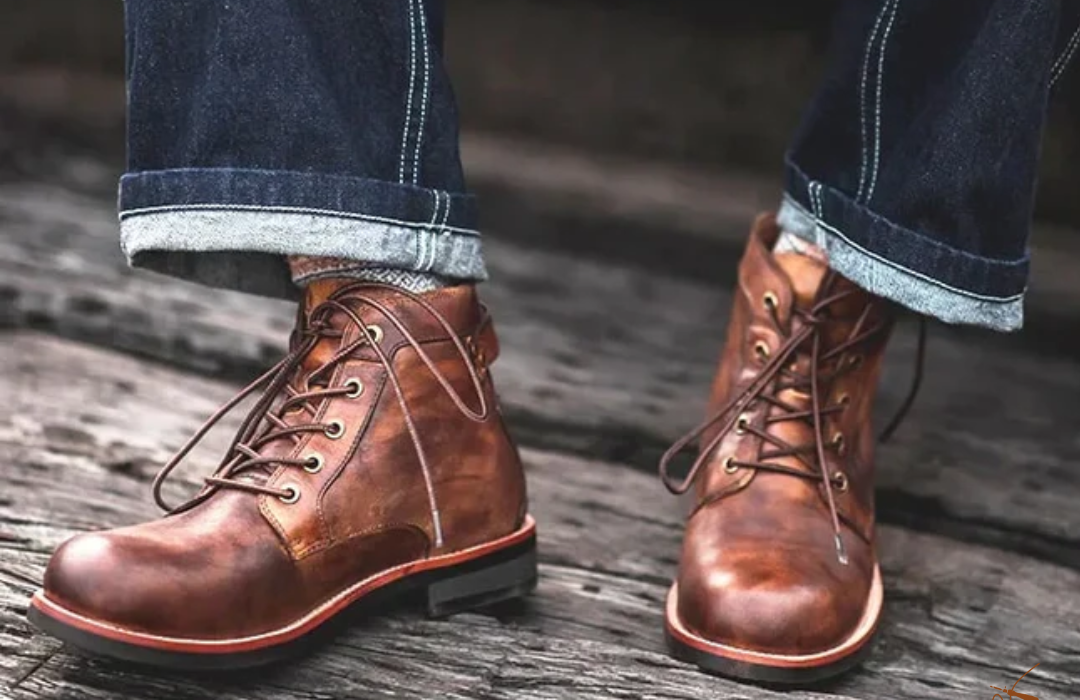 "Hochwertige handgefertigte Retro Herren Lederstiefel, elegantes Design, maximaler Komfort durch feines Echtleder."