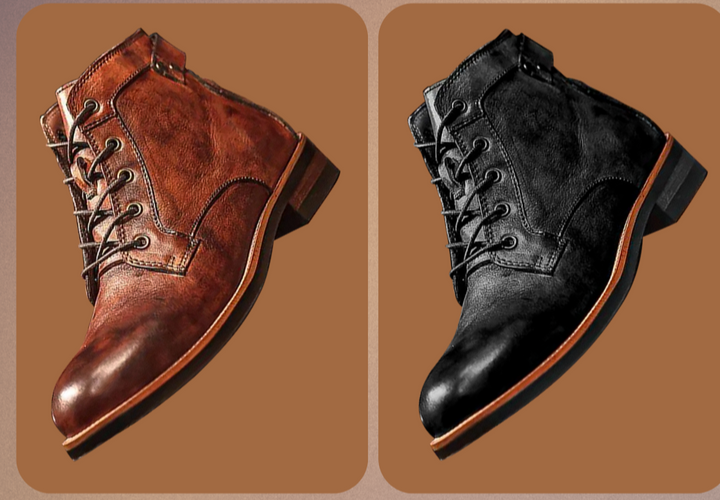 "Hochwertige handgefertigte Retro Herren Lederstiefel, elegantes Design, maximaler Komfort durch feines Echtleder."